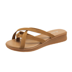 Bootara Women’s Vela Flat Toe-Ring Slides – Comfortable Slightly-Heeled Fashion Beach Sandals (US 5–10.5)