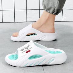 Bootara Unisex Atlas Logo Slides – Street Style Cushioned Anti-Slip Beach Sandals (US 5–12.5)