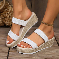 Bootara Women’s RetroWeave Wedge Slide Sandals – Braided Platform Summer Slippers (US 5–10)