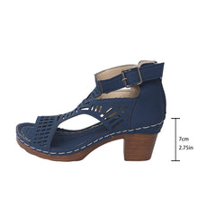 Bootara Women’s Cove Buckle Peep-Toe Heels – Cutout Chunky High Heel Sandals (US 5–10.5)