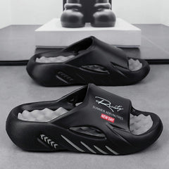 Bootara Unisex Atlas Logo Slides – Street Style Cushioned Anti-Slip Beach Sandals (US 5–12.5)