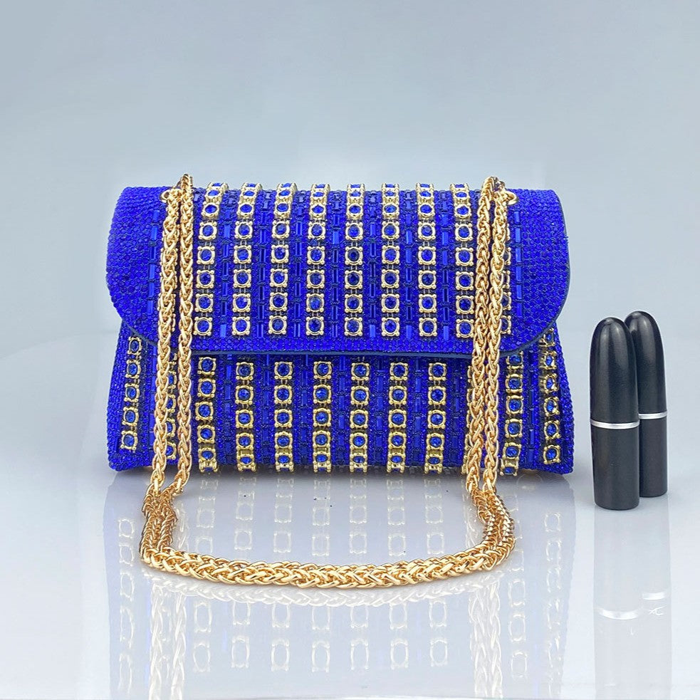 Bootara Women's Crystal-Embellished Evening Clutch – Women’s Adjustable Chain Strap Shoulder Bag for Galas, Parties & Luxury Events