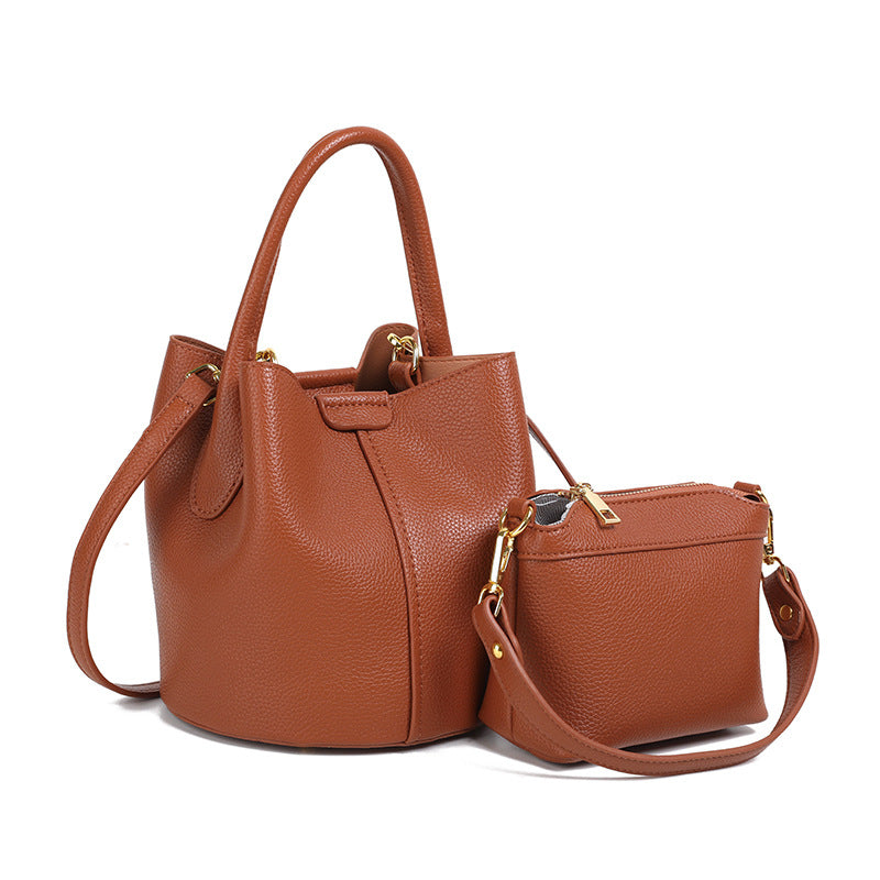 Bootara Women’s Regent Plaid Bucket Satchel — Heritage Check Full-Grain Leather Convertible with Detachable Pouch & Effortless Transition Carry