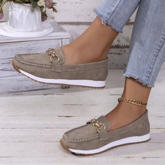 Bootara 2025 Women's Plus Size Flat Loafers Metal Chain Thick-Soled Casual Shoes New Style