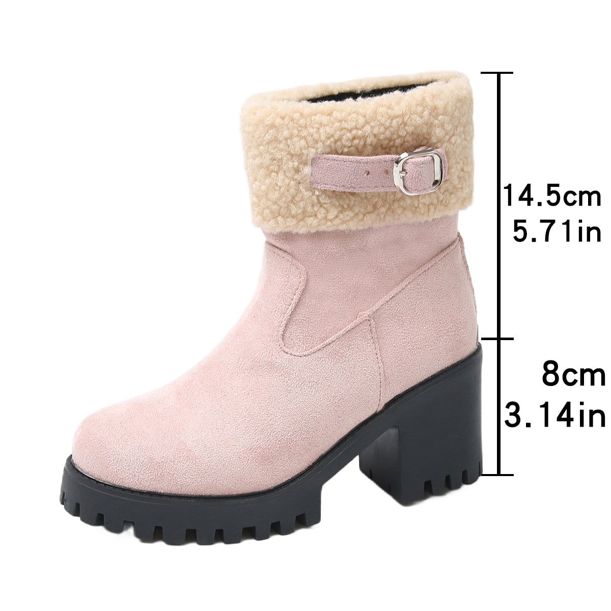 Bootara Women's Plush Fleece Lined Snow Boots - Chunky Heel Ankle Winter Fashion Boots (US 4-10)