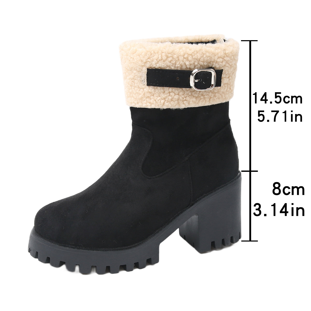 Bootara Women's Plush Fleece Lined Snow Boots - Chunky Heel Ankle Winter Fashion Boots (US 4-10)
