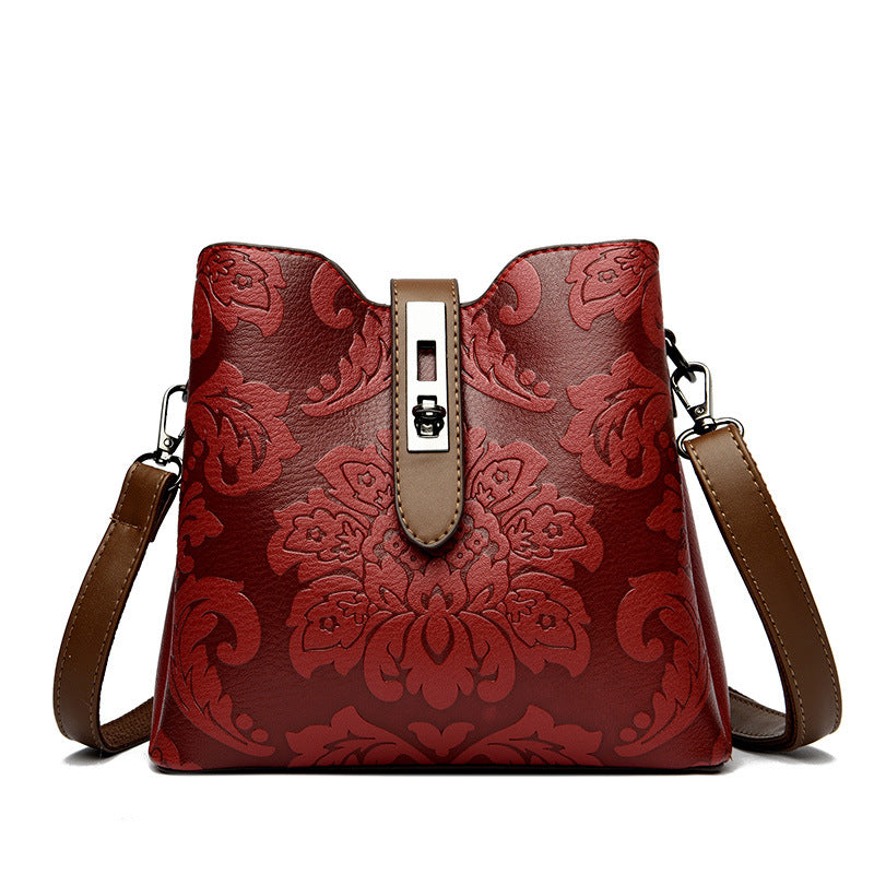 Bootara Women's Heritage Artisan Bucket - Distinctive Hand-Blocked Motifs on Heirloom Leather with Village-to-City Versatility