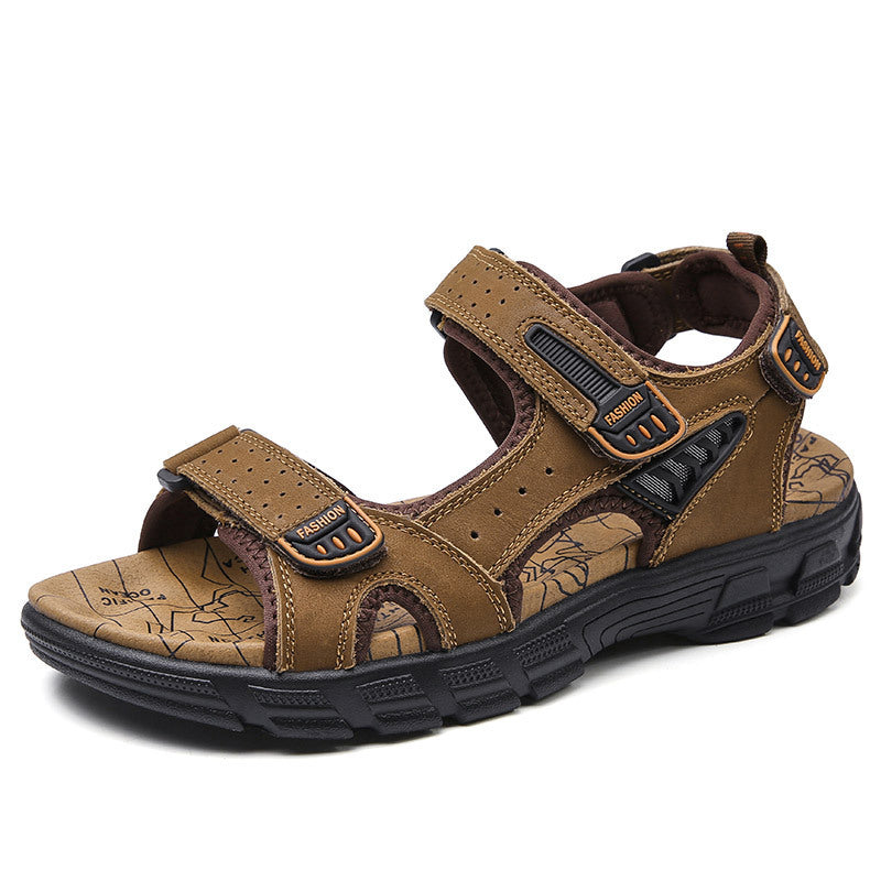 Bootara Men’s Summer Sandals Thick Sole Leather Beach Shoes