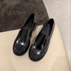 Bootara Women's Classic Genuine Leather Loafers Slip-on Round Toe Low Heel Work Flats