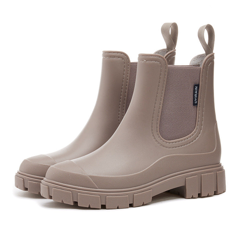 Bootara 2025 New Women's Short Chelsea Rain Boots Trendy Waterproof Anti Slip Outdoor Footwear for Adults Comfortable Stylish Durable Waterproof Boots Fashion Rain Shoes Women's Outdoor Boots