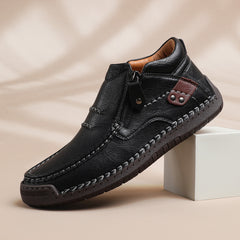 Bootara Cross-Border Men’s Outdoor Casual Slip-On Flat Handcrafted Leather Shoes