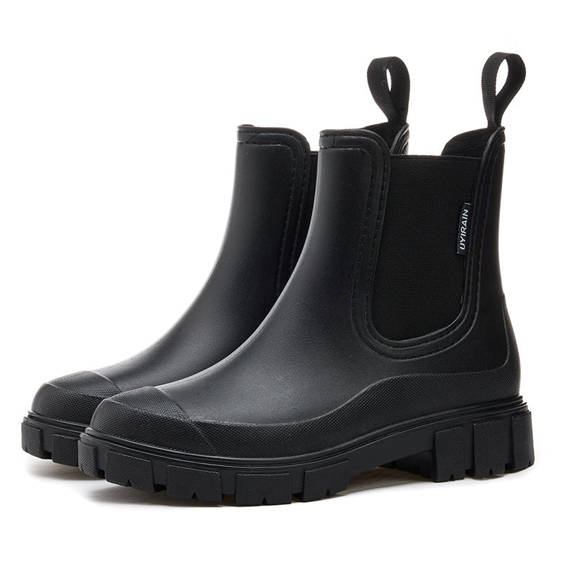 Bootara 2025 New Women's Short Chelsea Rain Boots Trendy Waterproof Anti Slip Outdoor Footwear for Adults Comfortable Stylish Durable Waterproof Boots Fashion Rain Shoes Women's Outdoor Boots