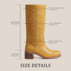 Bootara Women's Camden Knee-High Boots – Square Toe Low Block Heel Riding Boots with Wide Calf & Pull-On Design (US 4–11.5)