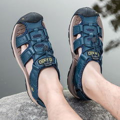 Bootara Men’s Summer Sandals Genuine Leather Beach Shoes with MD Midsole and Handcrafted Non Slip Slip Ons