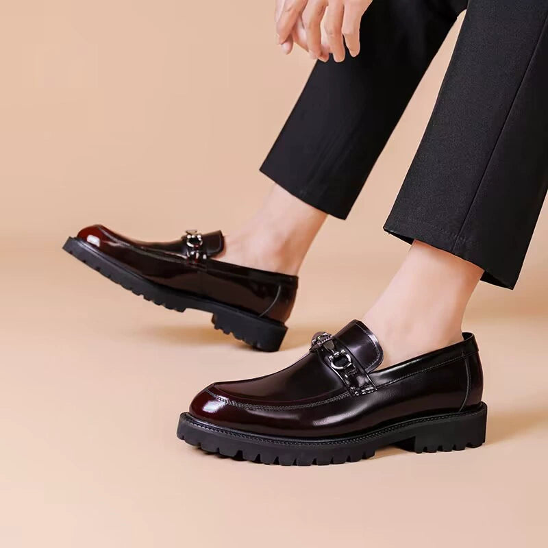 Bootara Mens Vintage Distressed Leather Moccasin Loafers Classic Street Style Mens Footwear
