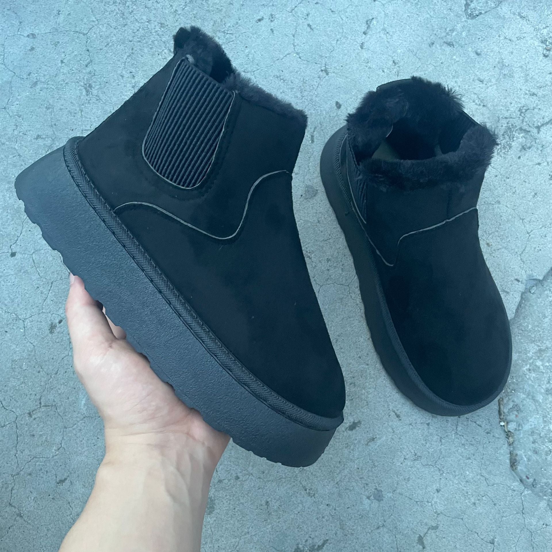 Bootara 2025 Autumn/Winter Women's New Arrivals Thick-Soled Snow Boots with Fur Lining, Round Toe Slip-On Cotton Boots