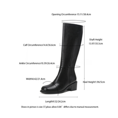 Bootara Women’s Valenne Square Toe Knee High Boots – Classic Chunky Heel Side Zip Riding Boots (US 4–10.5)