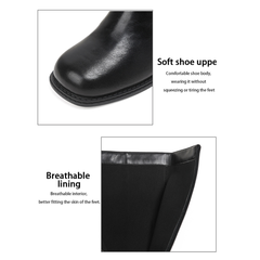 Bootara Women’s Valenne Square Toe Knee High Boots – Classic Chunky Heel Side Zip Riding Boots (US 4–10.5)
