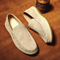 Bootara Men's Handmade Suede Lazy Loafers Casual Breathable Slip-On Shoes