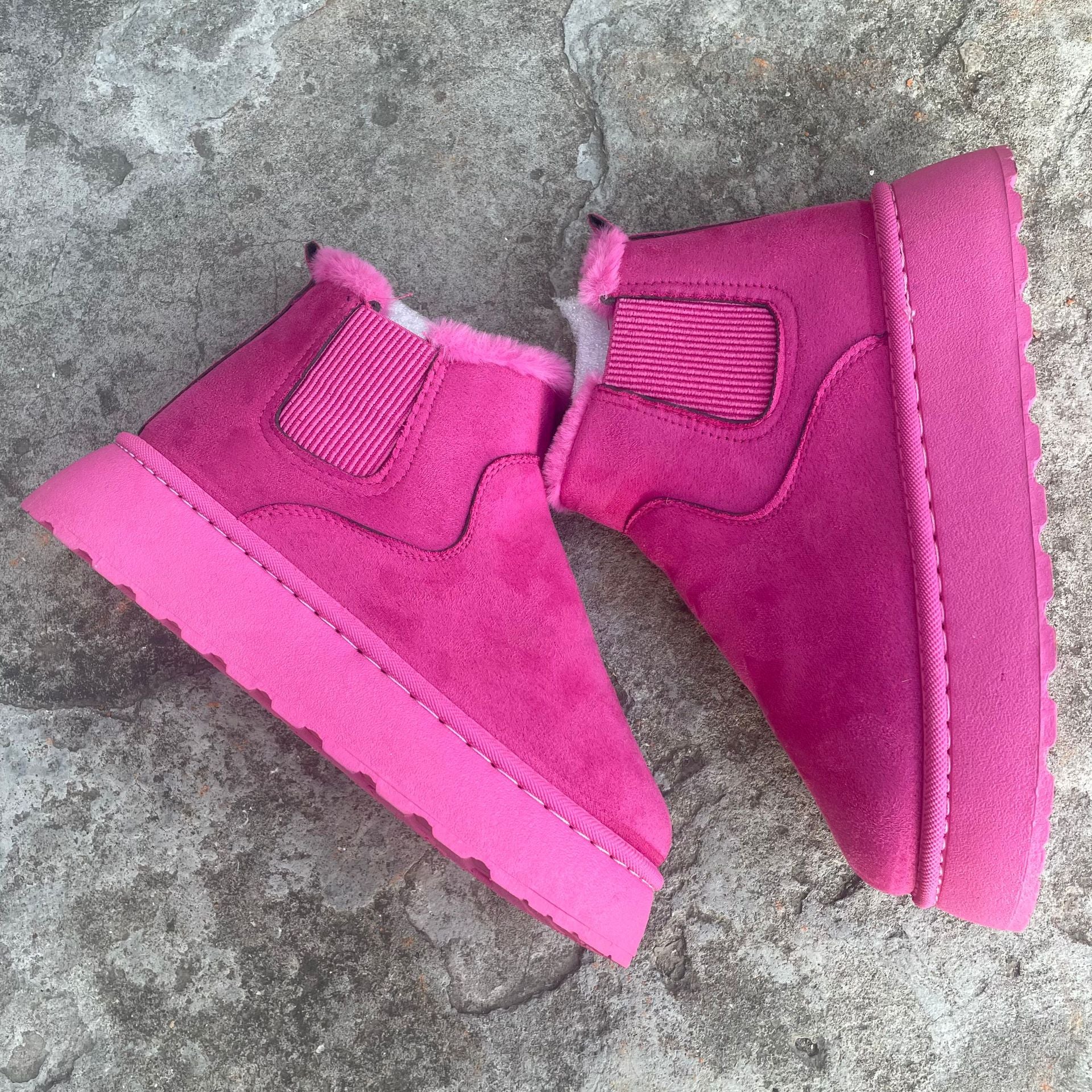 Bootara 2025 Autumn/Winter Women's New Arrivals Thick-Soled Snow Boots with Fur Lining, Round Toe Slip-On Cotton Boots