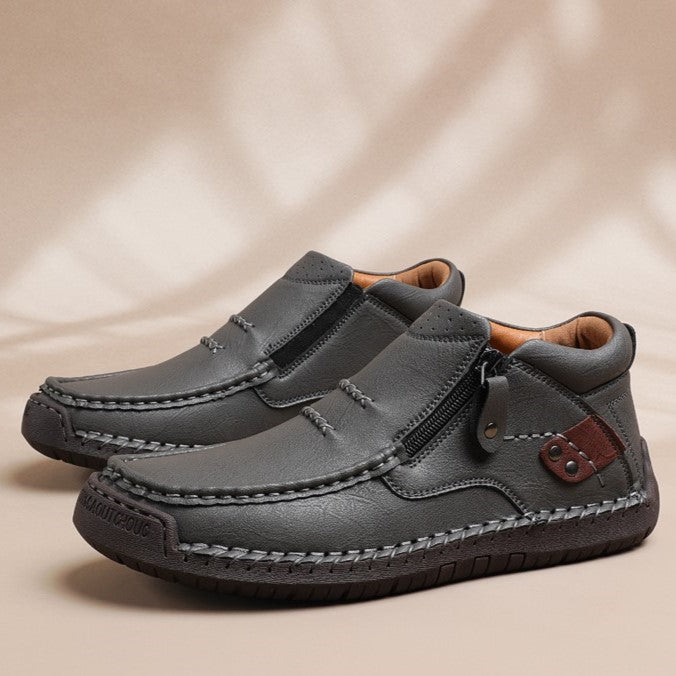 Bootara Cross-Border Men’s Outdoor Casual Slip-On Flat Handcrafted Leather Shoes
