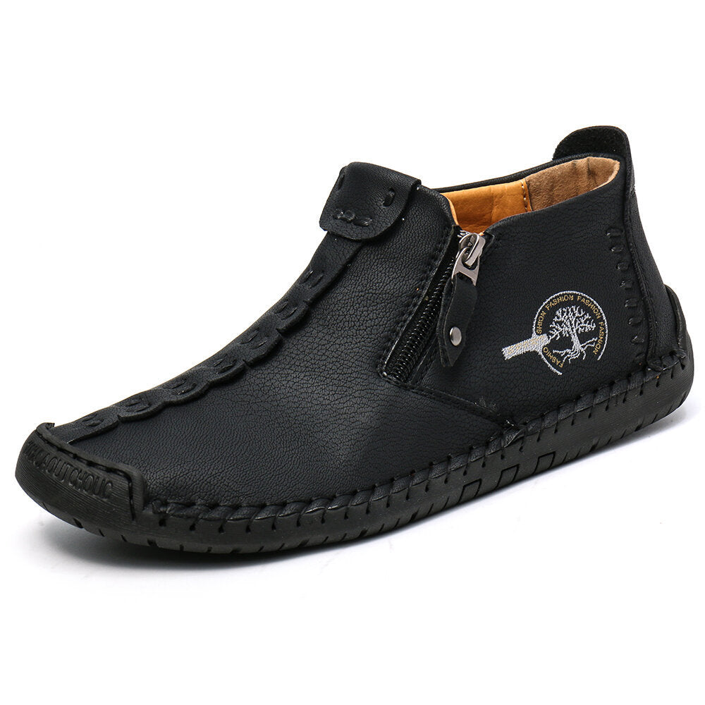 Bootara Men’s Octopus High-Top Zipper Boots Outdoor Casual Handmade Work Boots