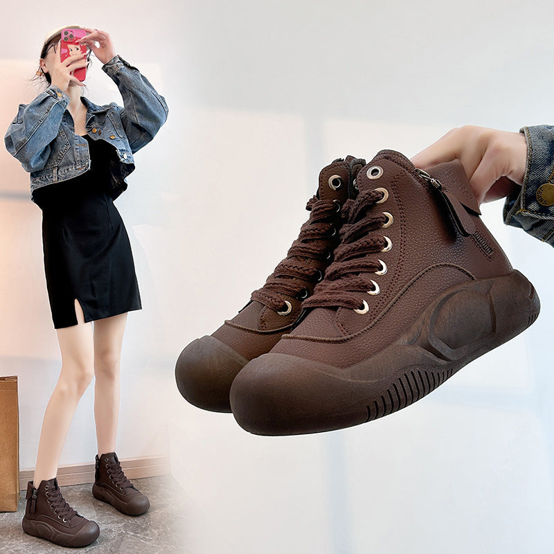 Bootara 2025 Autumn/Winter High-Top Sneakers for Women, Trendy & Versatile Casual Platform Shoes, Comfortable Stylish Fashionable Streetwear, Breathable and Durable