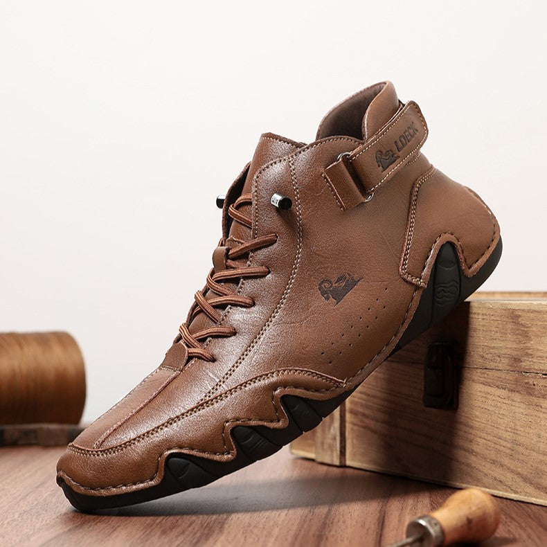 Bootara Men’s Octopus High-Top Lace-Up Hand-Sewn Leisure Boots