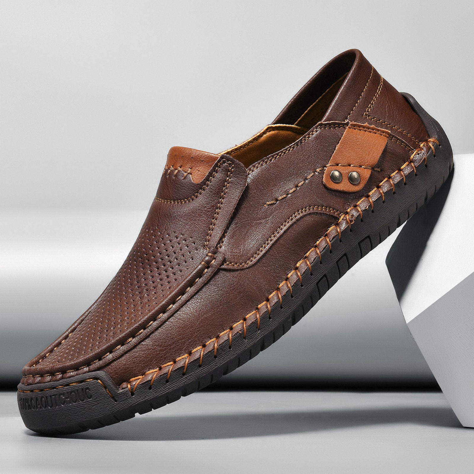 Bootara Handmade Men's Slip-On Loafers Casual Outdoor Genuine Leather Shoes