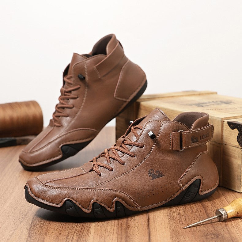 Bootara Men’s Octopus High-Top Lace-Up Hand-Sewn Leisure Boots