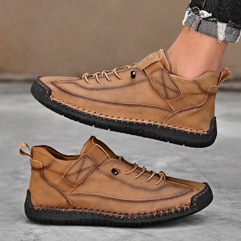 Bootara Autumn/Winter Vintage Men’s Mid-Top Martin Boots Outdoor Casual Work Shoes with Stitching