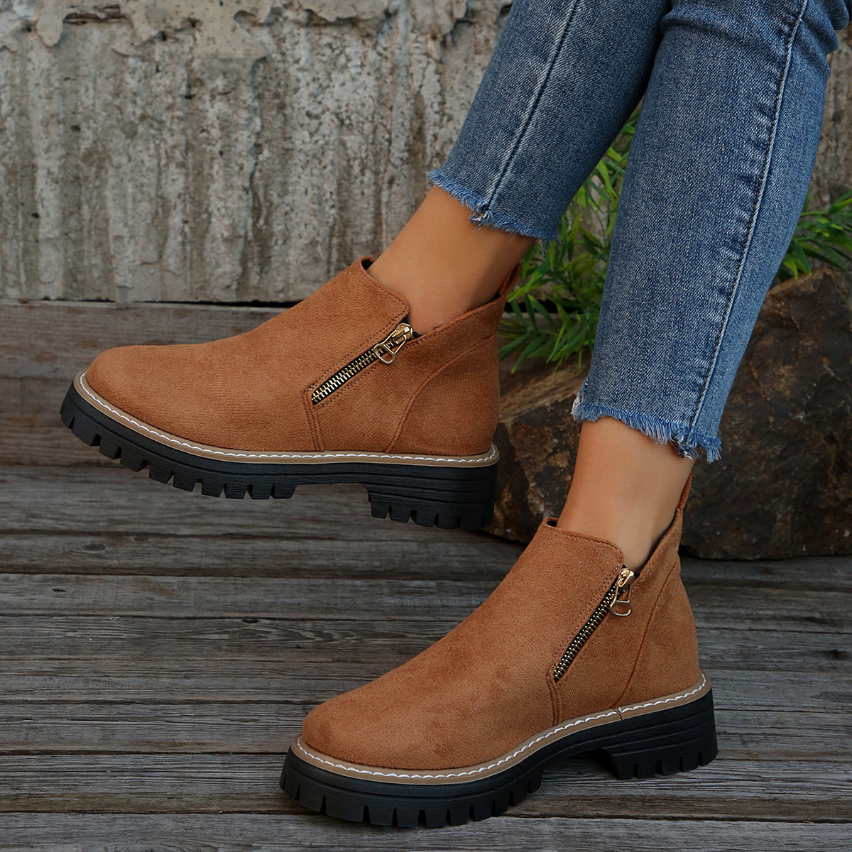 Bootara Women's Metro Chelsea Boots - Side-Zip Suede Ankle Boots with Chunky Heel (US 5-10.5)