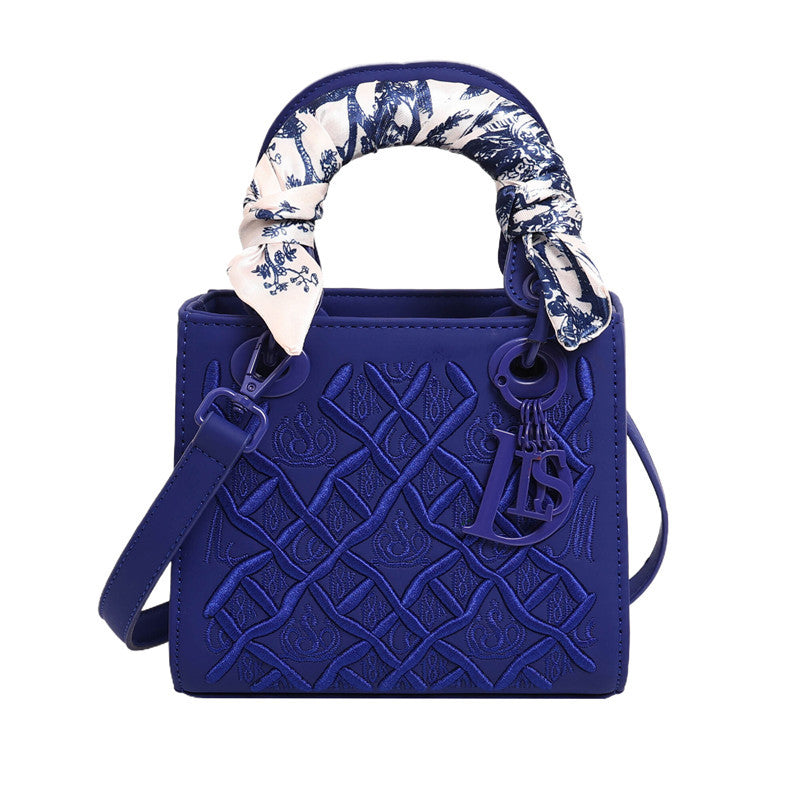 Bootara Women's Artisan-Embroidered Quilted Satchel - Heirloom-Quality Shoulder Bag w/ Detachable Silk Scarf & Convertible Strap, Textured Vegan Leather