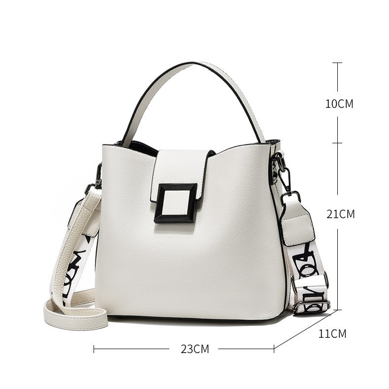 Bootara Women’s Signature-Buckle Square Bucket Bag - Premium Convertible Shoulder & Crossbody with Architectural Silhouette & Elevated Minimalism