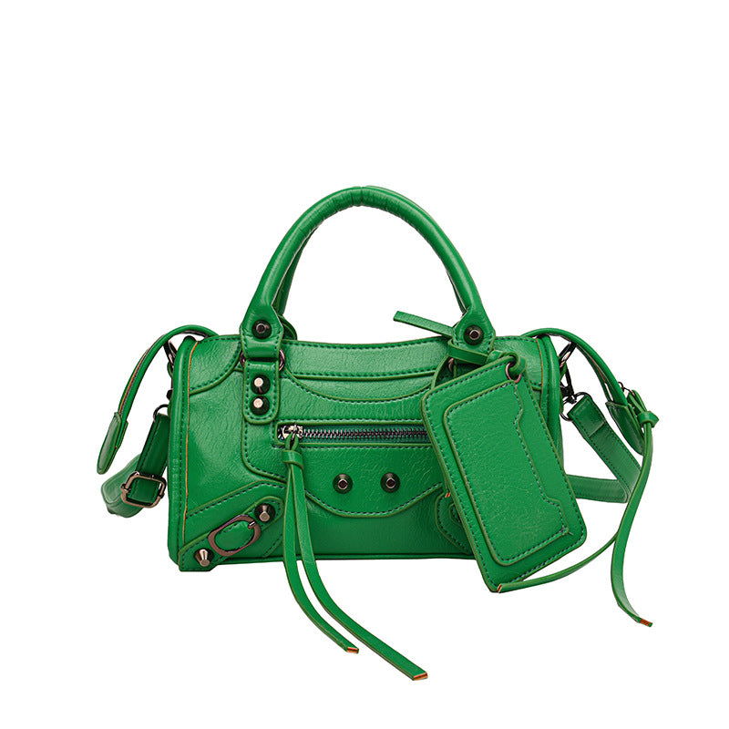 Bootara Women's Vintage Edge Satchel – Artisan Studded Motorcycle Bag with Convertible Crossbody Strap