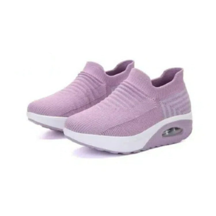 Bootara Women's Plus Size Low-Top Knit Wedge Sneakers - Breathable Round-Toe Height-Increasing Casual Shoes for Spring/Summer