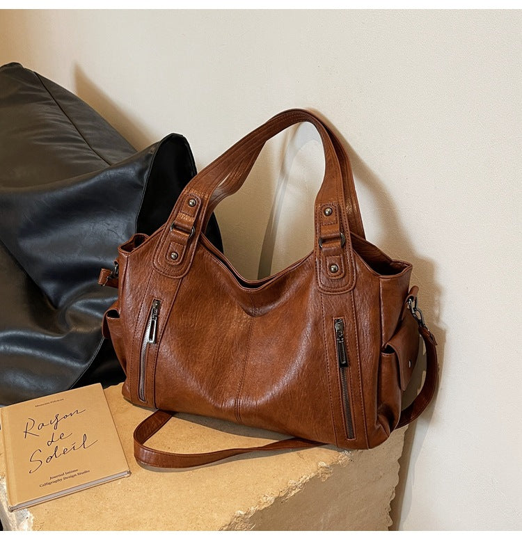 Bootara Women's Large-Capacity Vintage Tote Bag: Versatile High-End Shoulder and Handbag, Suitable for Crossbody Wear