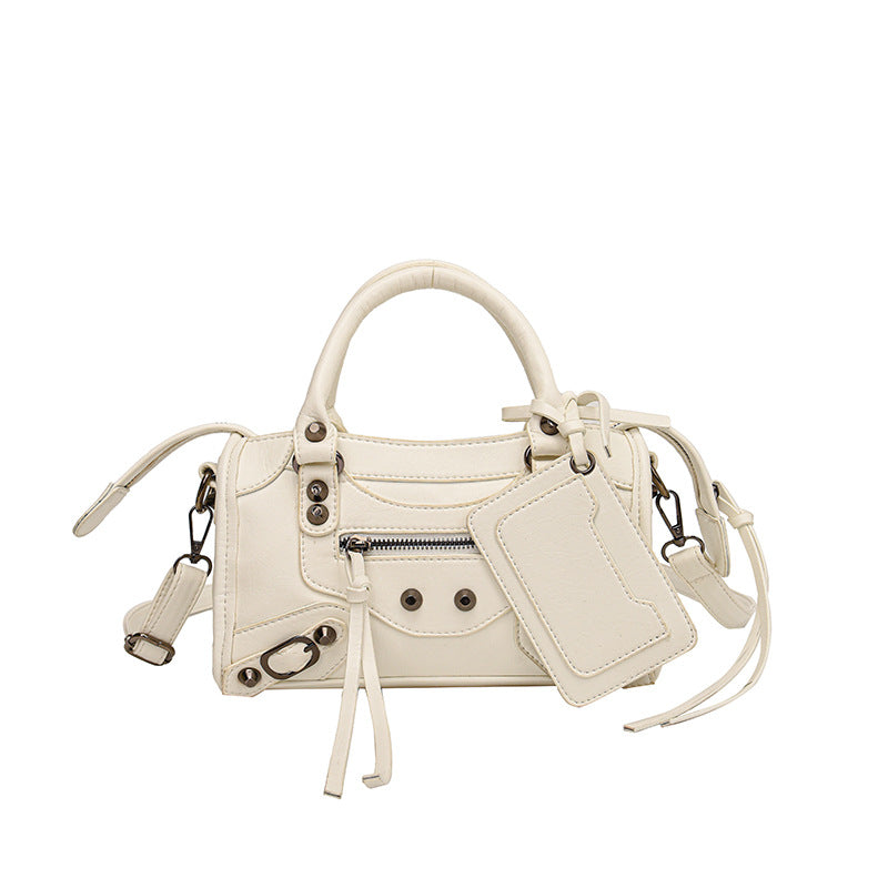 Bootara Women's Vintage Edge Satchel – Artisan Studded Motorcycle Bag with Convertible Crossbody Strap
