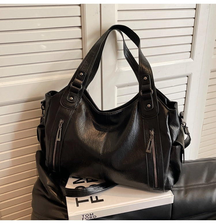 Bootara Women's Large-Capacity Vintage Tote Bag: Versatile High-End Shoulder and Handbag, Suitable for Crossbody Wear