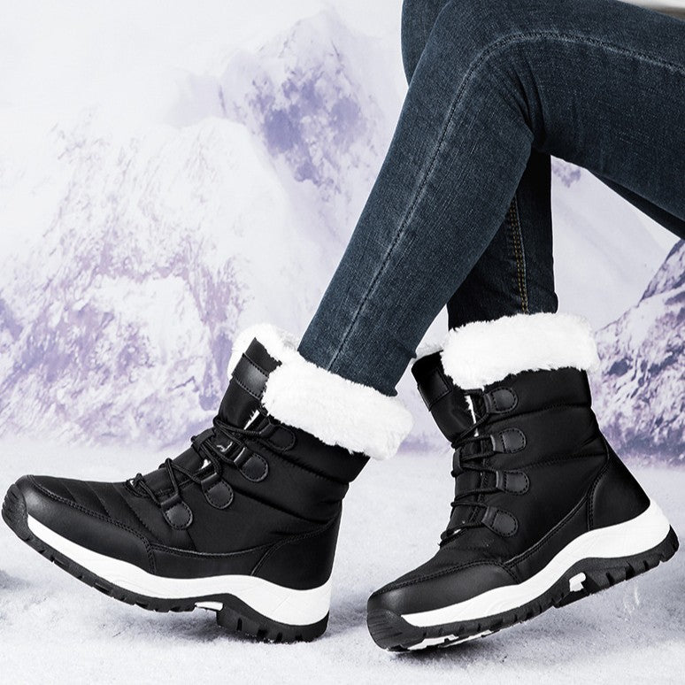 Bootara Women's Thermal Winter Hiking Boots - High-Cut Fleece Lined Snow Boots (Pink, White & Black - US 5-10)