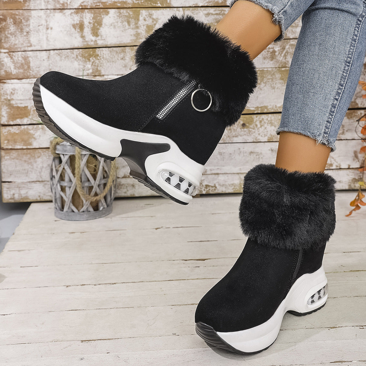 Bootara Women's Cozy-Chic Snow Boots - Plush Lined Faux Suede Platform Ankle Boots (US 4-10.5)