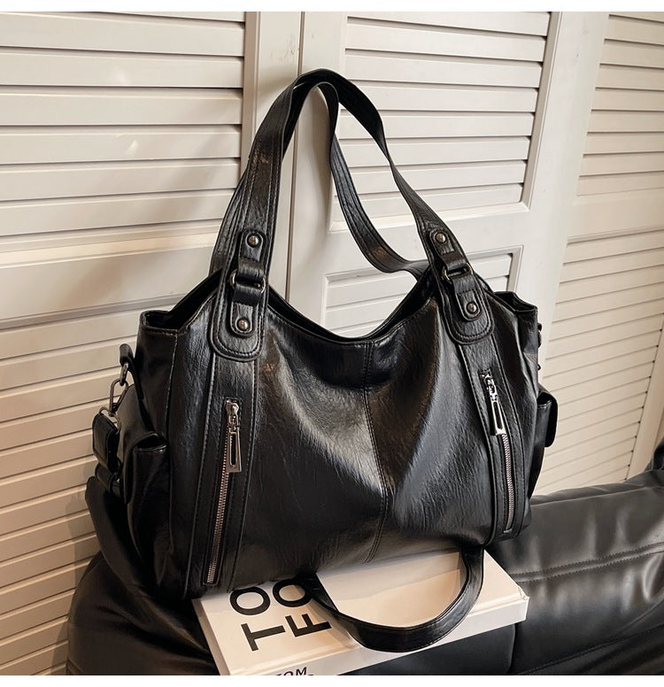 Bootara Women's Large-Capacity Vintage Tote Bag: Versatile High-End Shoulder and Handbag, Suitable for Crossbody Wear