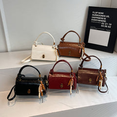 Bootara Women’s Lumière Mini Flap Bag – Glossy Waxed PU Leather, Metallic Lock Chain Shoulder & Crossbody Bag