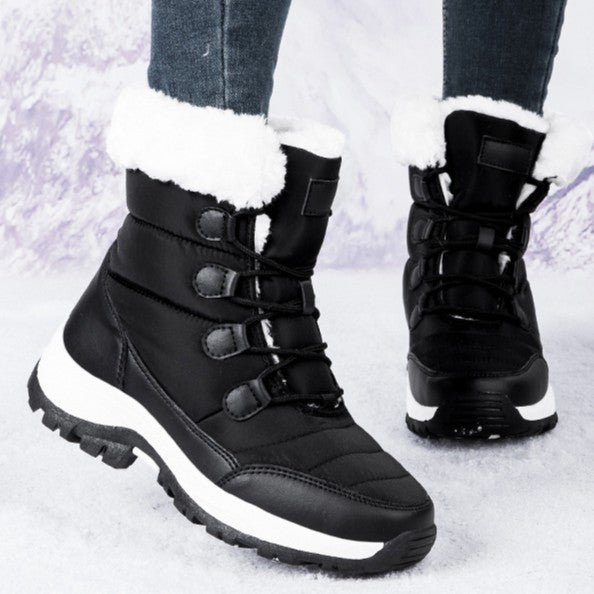 Bootara Women's Thermal Winter Hiking Boots - High-Cut Fleece Lined Snow Boots (Pink, White & Black - US 5-10)