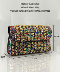 Bootara Women's Crystal-Embellished Evening Clutch – Women’s Adjustable Chain Strap Shoulder Bag for Galas, Parties & Luxury Events