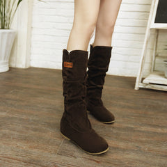 Bootara Women's Western Lace Mid-Calf Boots - Crinkle Suede Slouch Cowboy Boots (US 4-10.5)