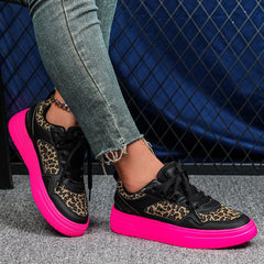 Bootara WildStride Leopard Print Platform Casual Skate Sneakers – Unisex Outdoor Shoes (US4–11.5)