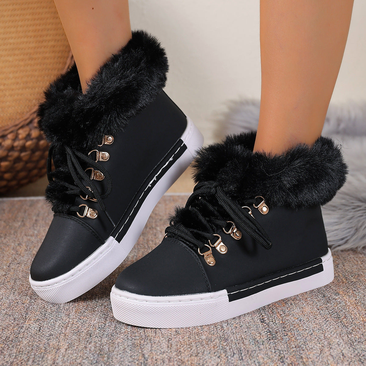 Bootara Women's Heritage Plush Snow Boot - Platform Winter Boots with Faux Fur Lining & Classic Lace-Up Design (US 5-10.5)