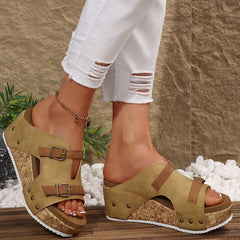 Bootara Women's Shore Platform Wedge Sandals – Buckle Strap Open Toe Beach Shoes (US 5–10.5)