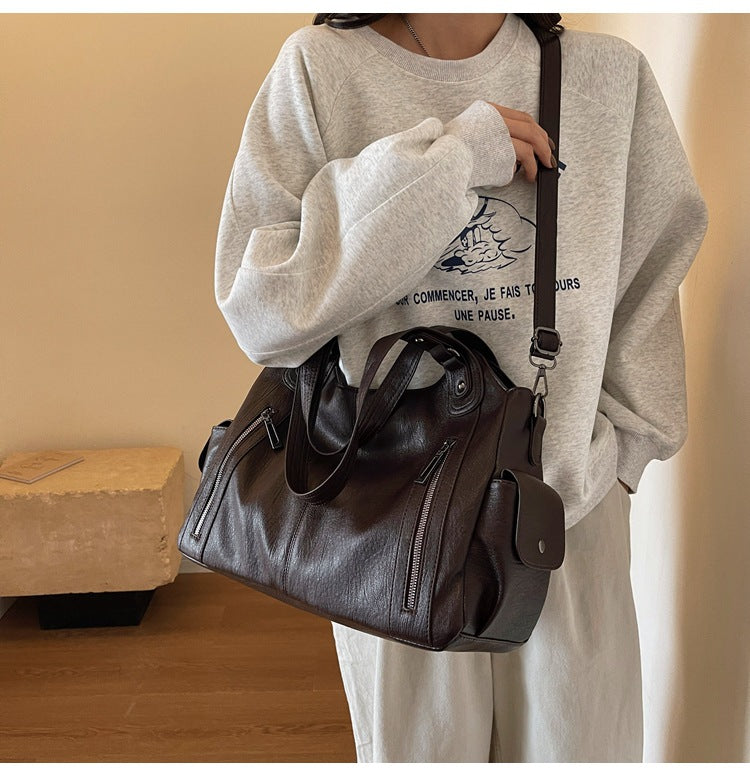 Bootara Women's Large-Capacity Vintage Tote Bag: Versatile High-End Shoulder and Handbag, Suitable for Crossbody Wear